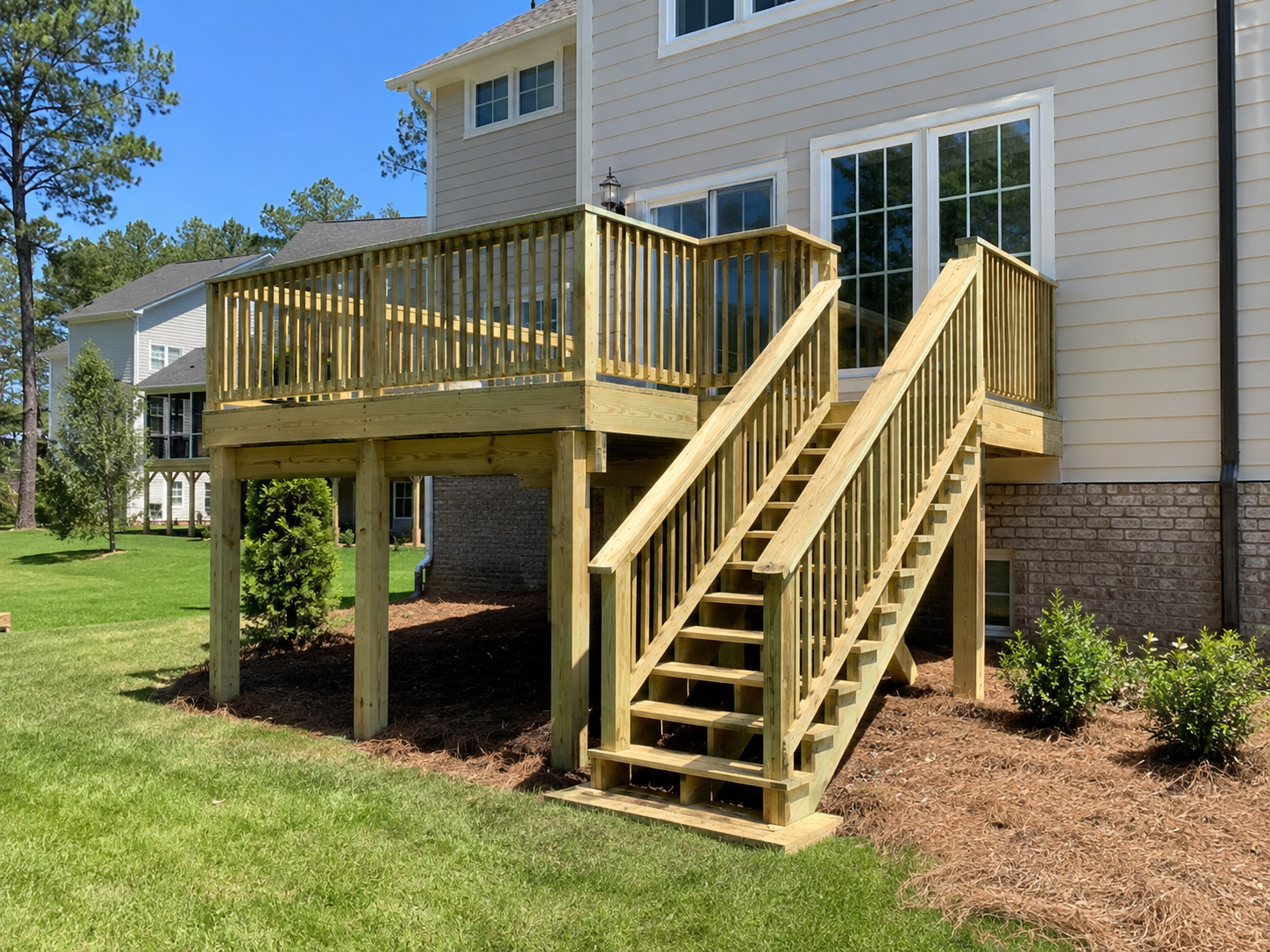 Raised wood deck