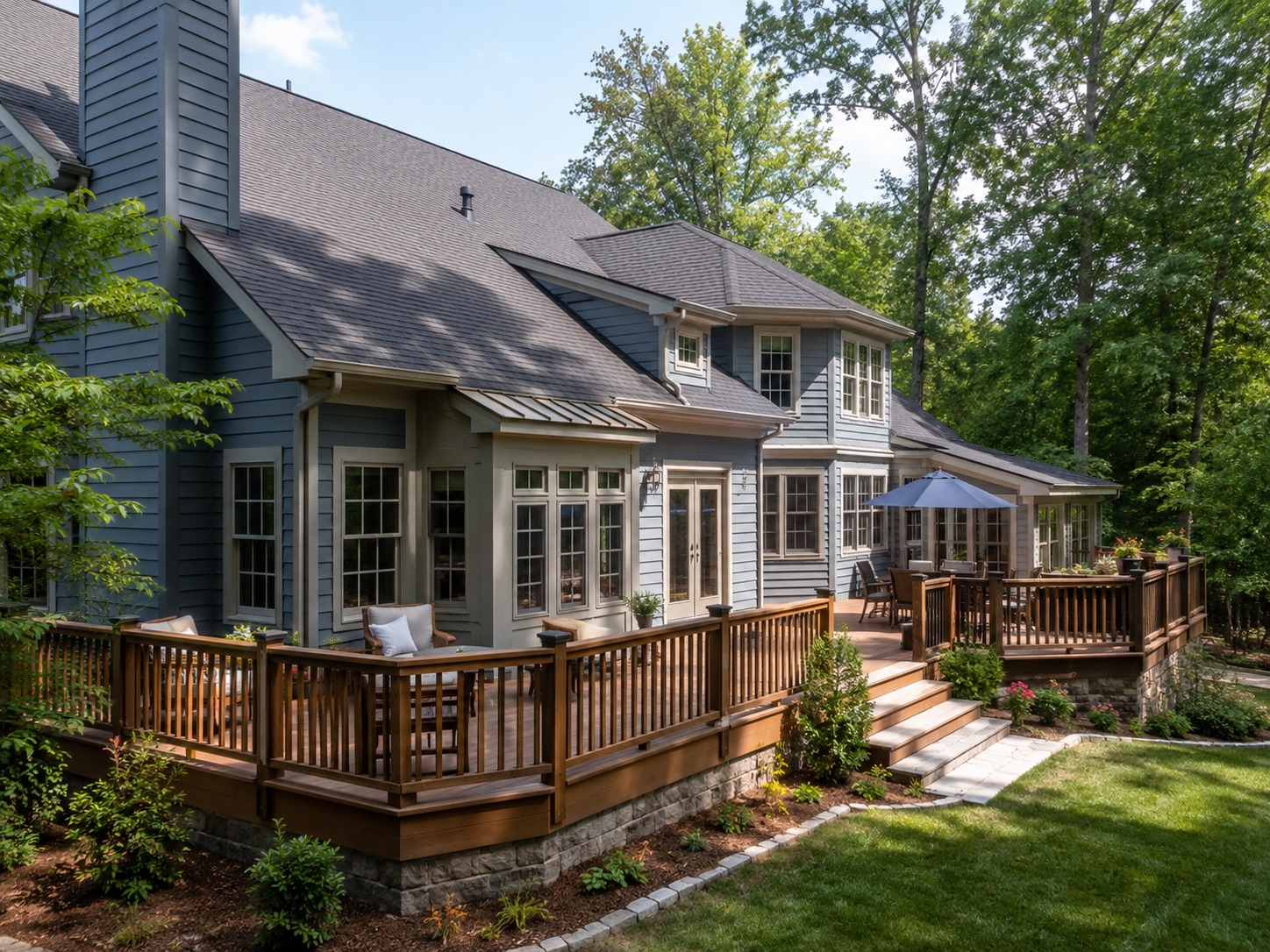 Large backyard deck