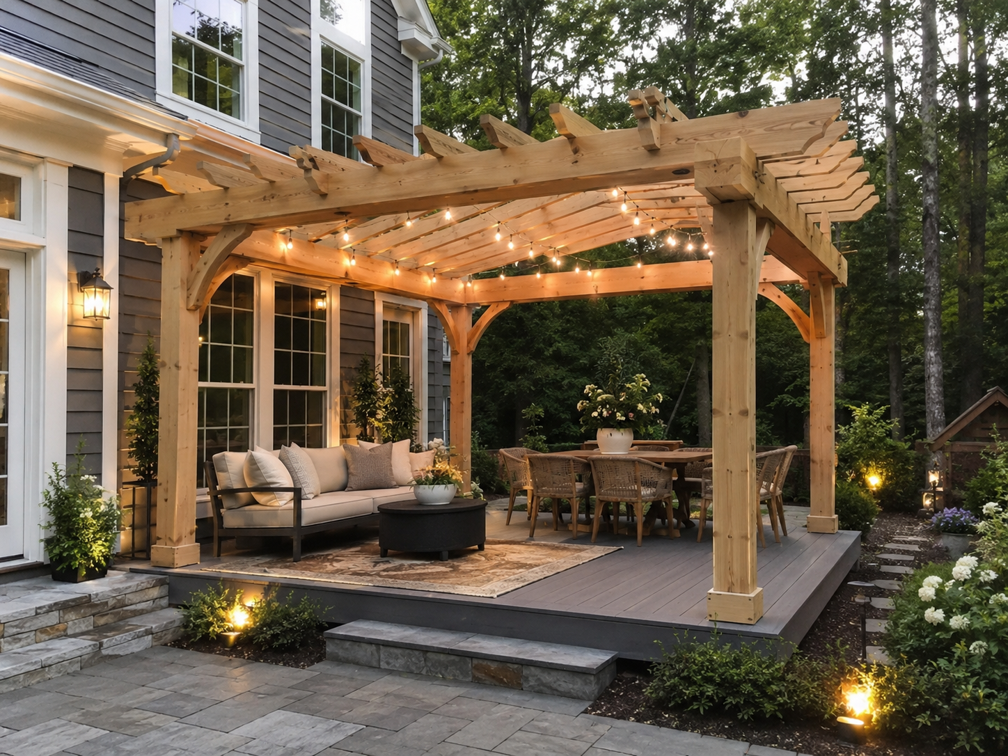 Cozy pergola with lights